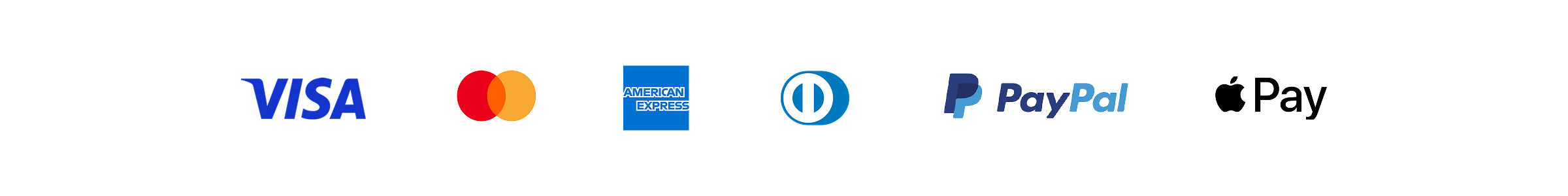 Payment logos_EN_Visa, Mastercard, Amex, Diners, PayPal, ApplePay - RATIO 8x1