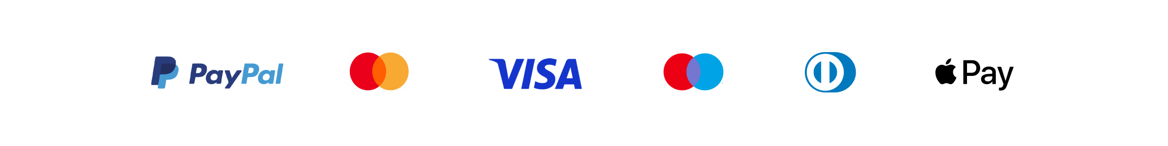 Payment logos_Paypal, Mastercard, Visa, Maestro, Diners, Apple pay- RATIO 8x1